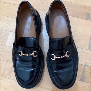 Thursday Black Loafers with Gold Accent